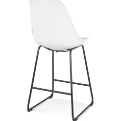 Tabouret snack mi-hauteur 'CHOKO MINI' blanc et pieds en métal noir