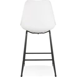 Tabouret snack mi-hauteur 'CHOKO MINI' blanc et pieds en métal noir