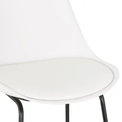 Tabouret snack mi-hauteur 'CHOKO MINI' blanc et pieds en métal noir
