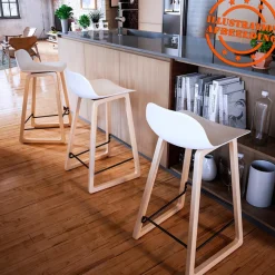 Tabouret snack mi-hauteur 'MAKI MINI' blanc style scandinave