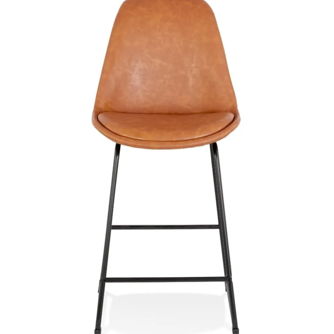 Tabouret snack mi-hauteur 'FISH MINI' en matière synthétique brune et pieds en métal noir