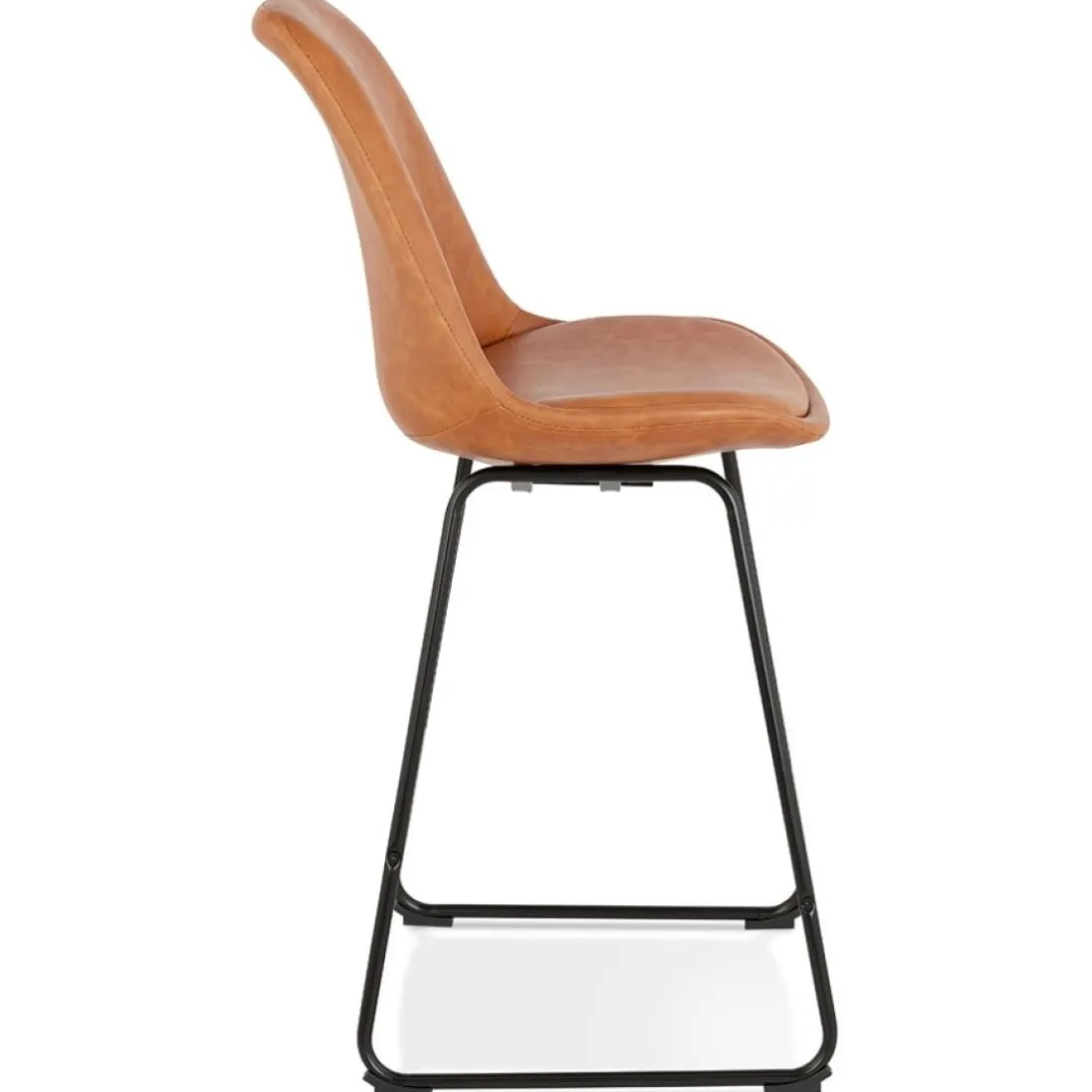 Tabouret snack mi-hauteur 'FISH MINI' en matière synthétique brune et pieds en métal noir