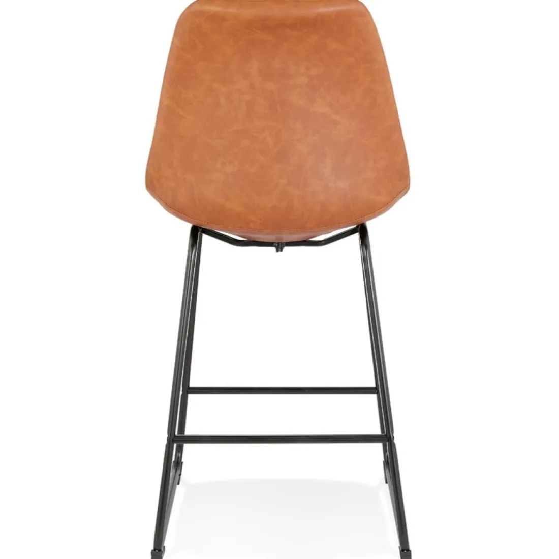 Tabouret snack mi-hauteur 'FISH MINI' en matière synthétique brune et pieds en métal noir