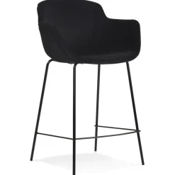 Tabouret snack mi-hauteur 'LARISSA MINI' en velours noir