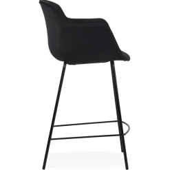 Tabouret snack mi-hauteur 'LARISSA MINI' en velours noir