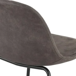 Tabouret snack mi-hauteur 'GIRON MINI' en microfibre gris foncé et pied en métal noir