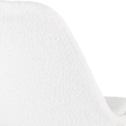 Tabouret snack mi-hauteur 'LEONIE MINI' en tissu bouloché blanc et pied en métal blanc