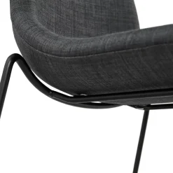 Tabouret snack mi-hauteur 'EKTOR MINI' en tissu gris foncé empilable