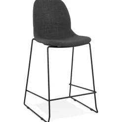 Tabouret snack mi-hauteur 'EKTOR MINI' en tissu gris foncé empilable
