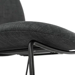 Tabouret snack mi-hauteur 'EKTOR MINI' en tissu gris foncé empilable