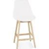 Tabouret snack mi-hauteur 'SANDRA MINI' en tissu bouloché blanc style scandinave