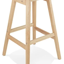 Tabouret snack mi-hauteur 'SANDRA MINI' en tissu bouloché blanc style scandinave