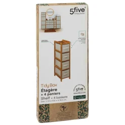 Étagère fine avec 4 paniers en bambou