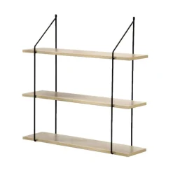 Étagère murale 3 niveaux plateau en bois et support métal