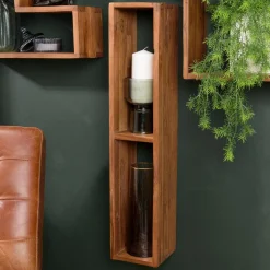 Étagère murale en teck recyclé 2 niche