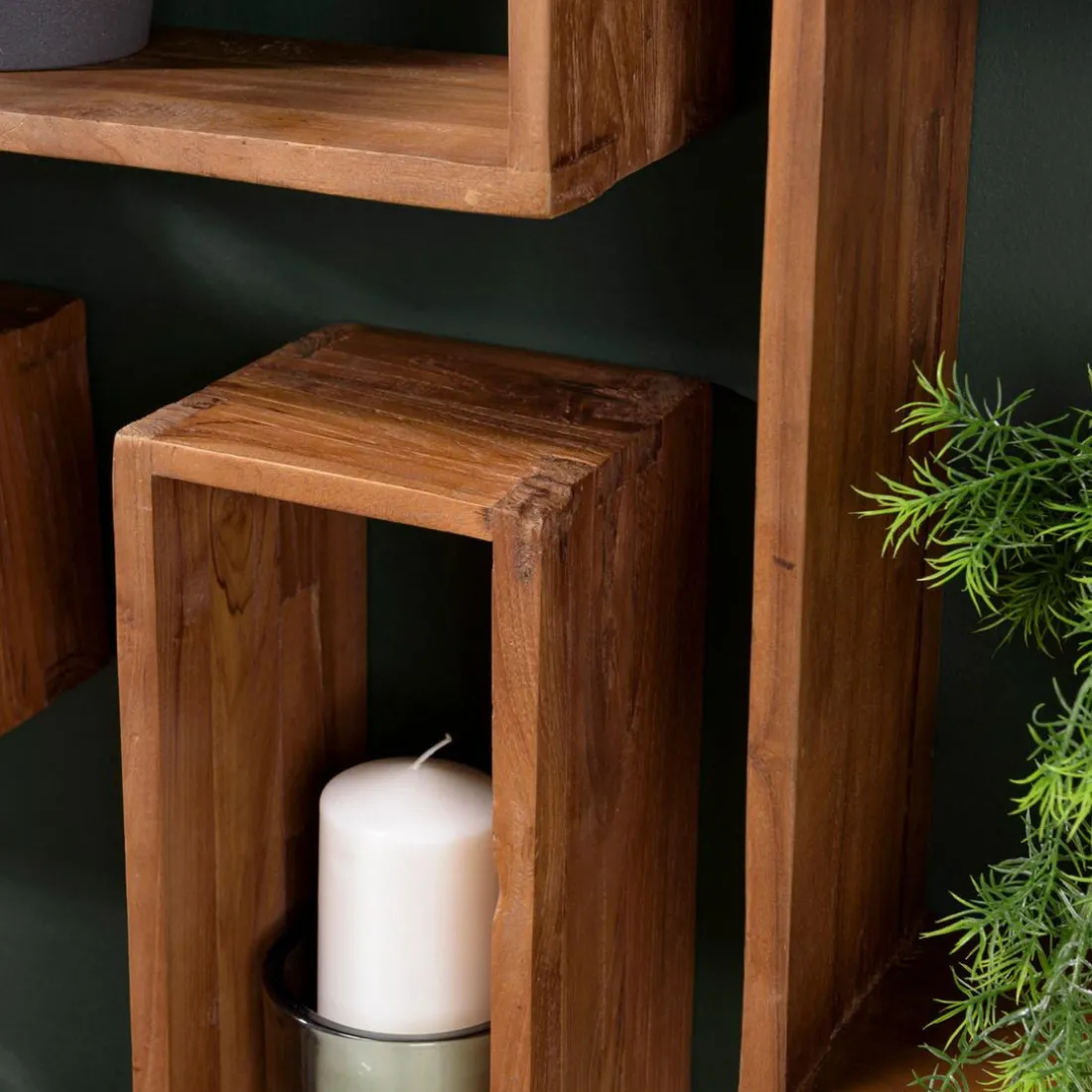 Étagère murale en teck recyclé 2 niche