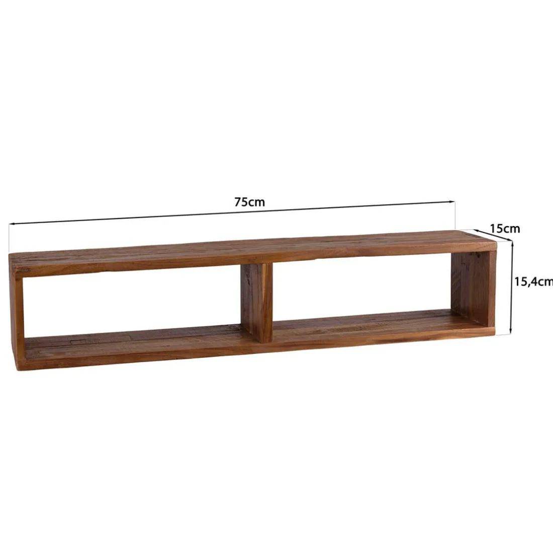 Étagère murale en teck recyclé 2 niche