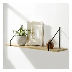 Étagère murale style industriel plateau en bois et support métal