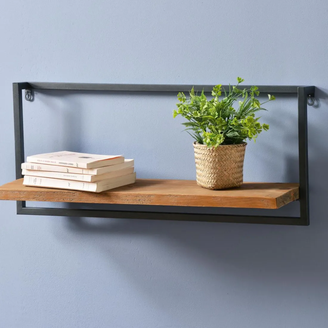 Étagère murale ZAPUR en pin et métal noir