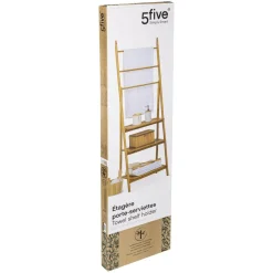 Étagère porte-serviette 3 niveaux bambou