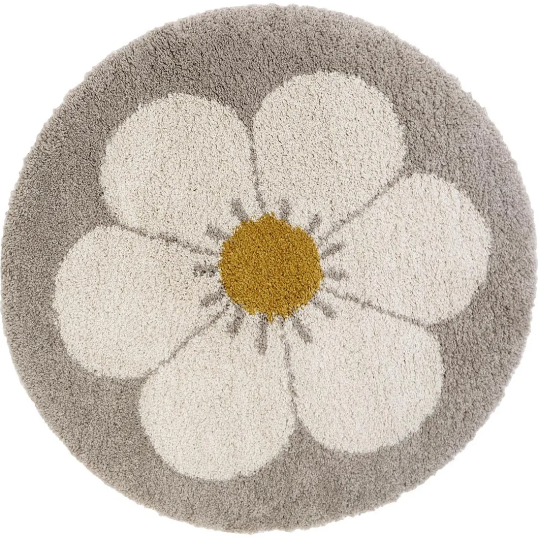 TAPIS BOHEMIAN ROND BEIGE DAISY