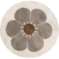 TAPIS BOHEMIAN ROND TAUPE DAISY