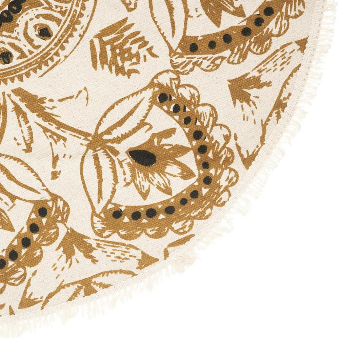 Tapis Box coton imprimé ethnique D90cm