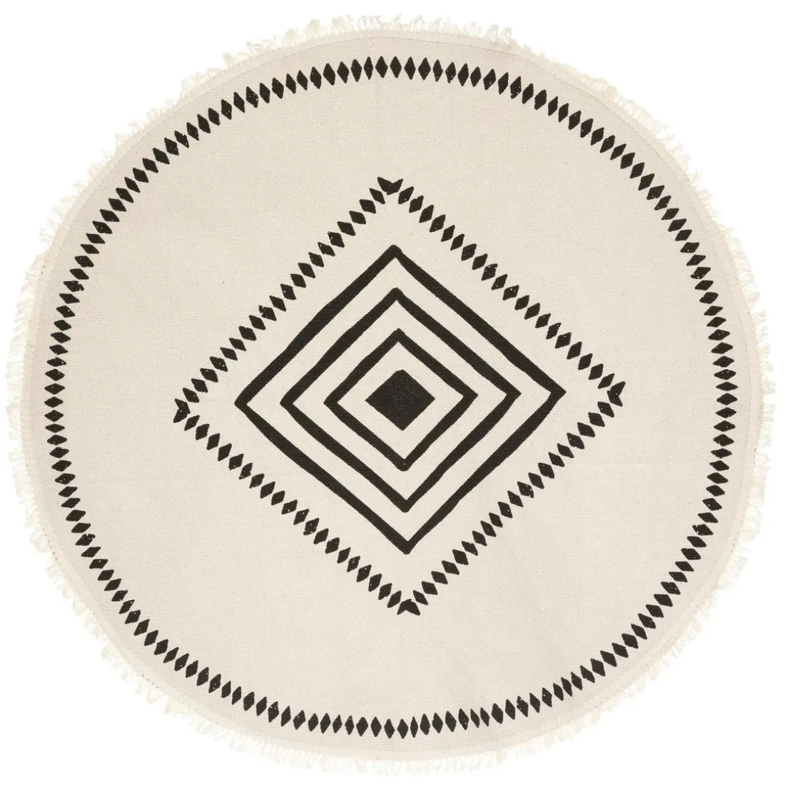 Tapis Box coton imprimé ethnique D90cm