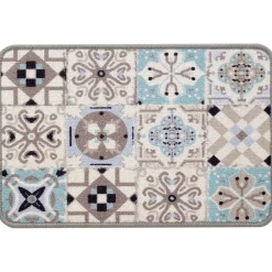 Tapis de cuisine CAROCIM motif carreaux de ciment 40x60 bleu
