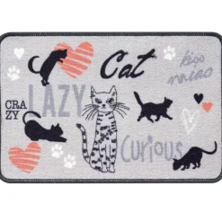 Tapis de Cuisine CRAZY-CAT Gris 46x98