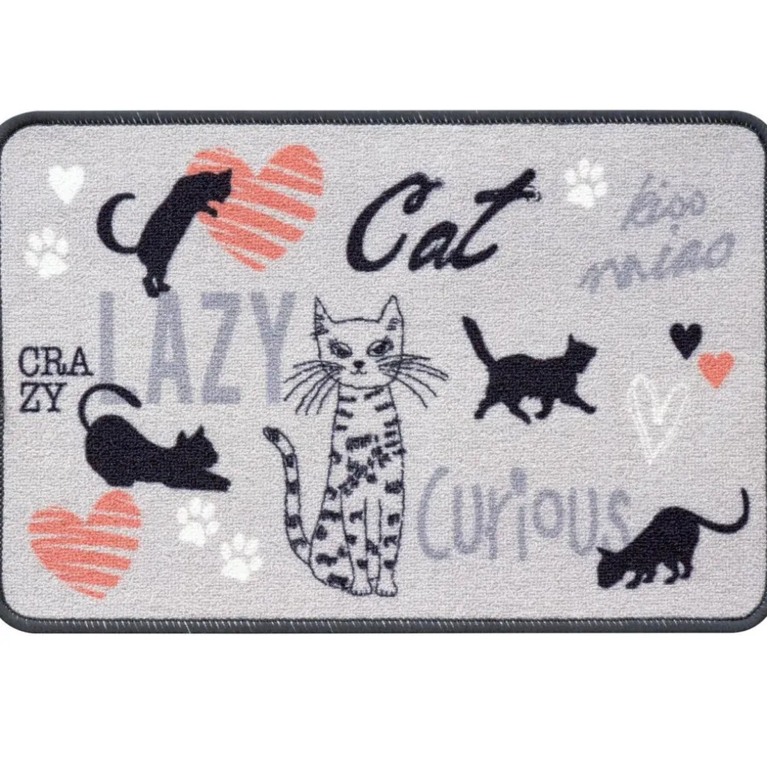 Tapis de Cuisine CRAZY-CAT Gris 46x98