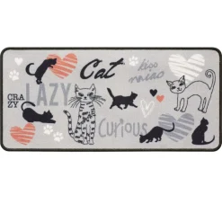 Tapis de Cuisine CRAZY-CAT Gris 46x98