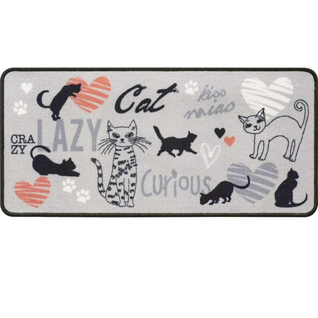 Tapis de Cuisine CRAZY-CAT Gris 46x98