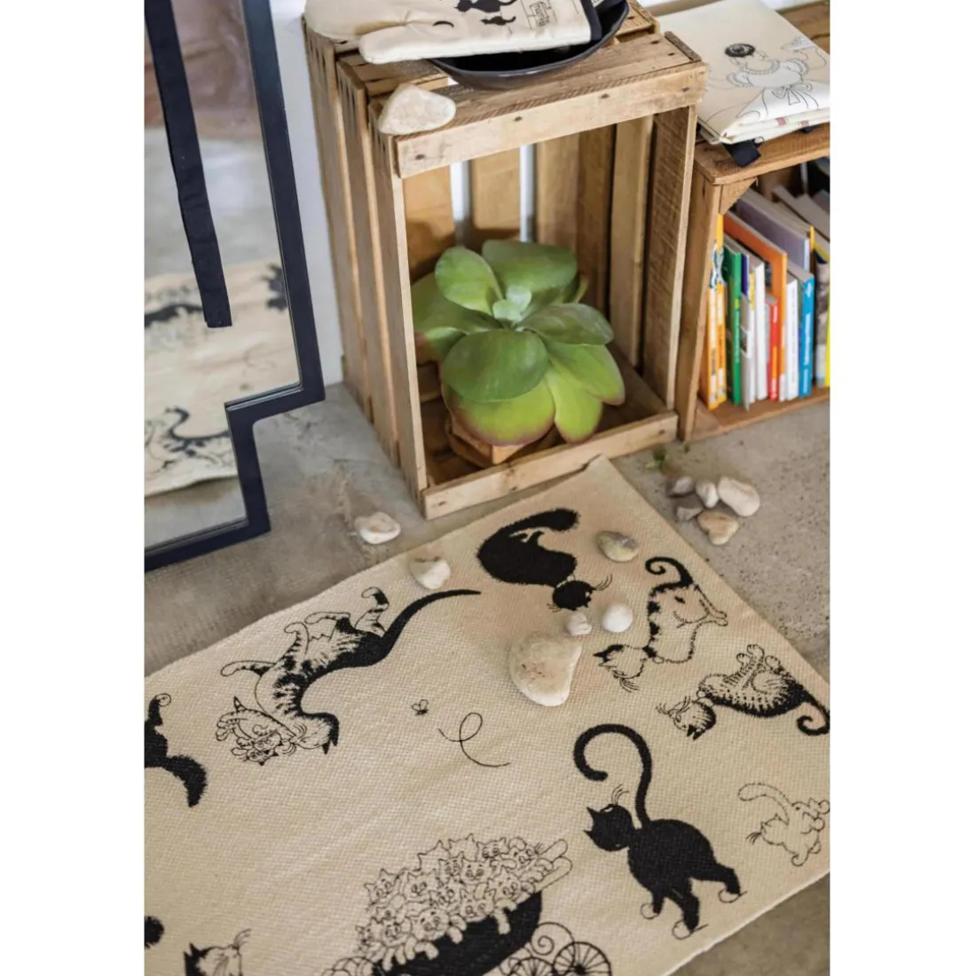 Tapis Dubout Multi Chats Ecru 60 x 90