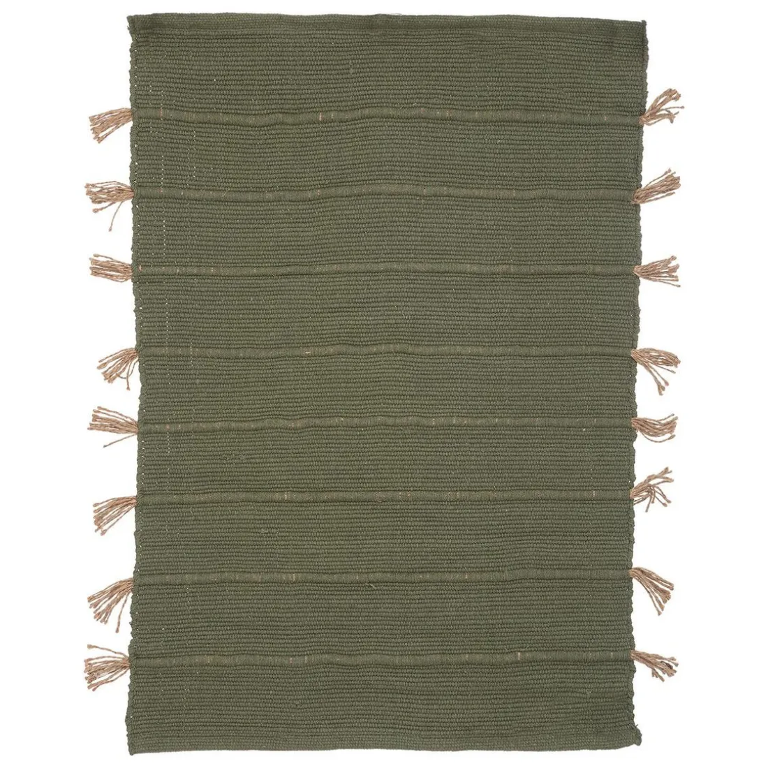 Tapis en coton avec pompon en jute