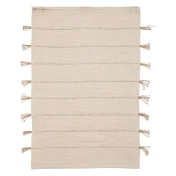 Tapis en coton avec pompon en jute