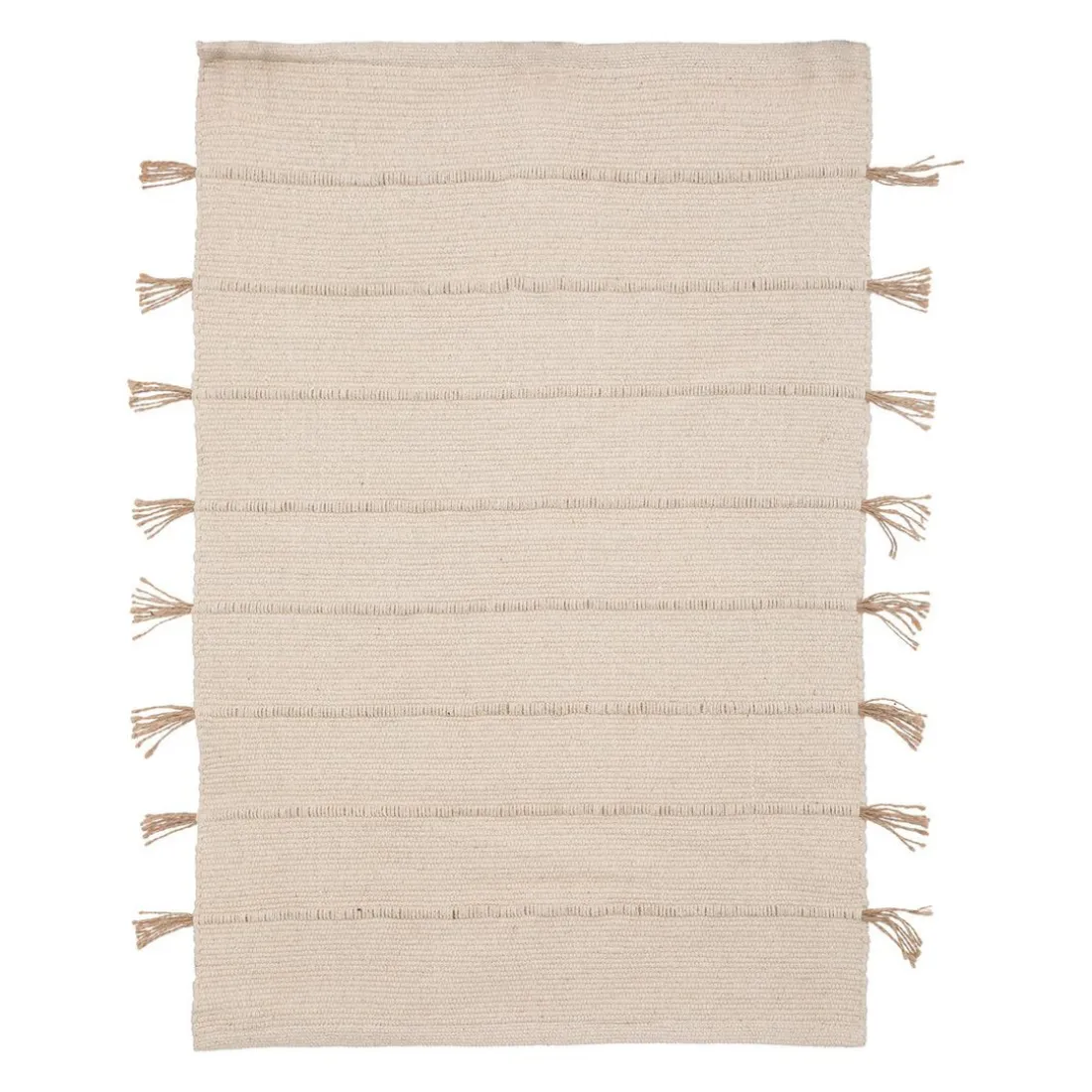 Tapis en coton avec pompon en jute