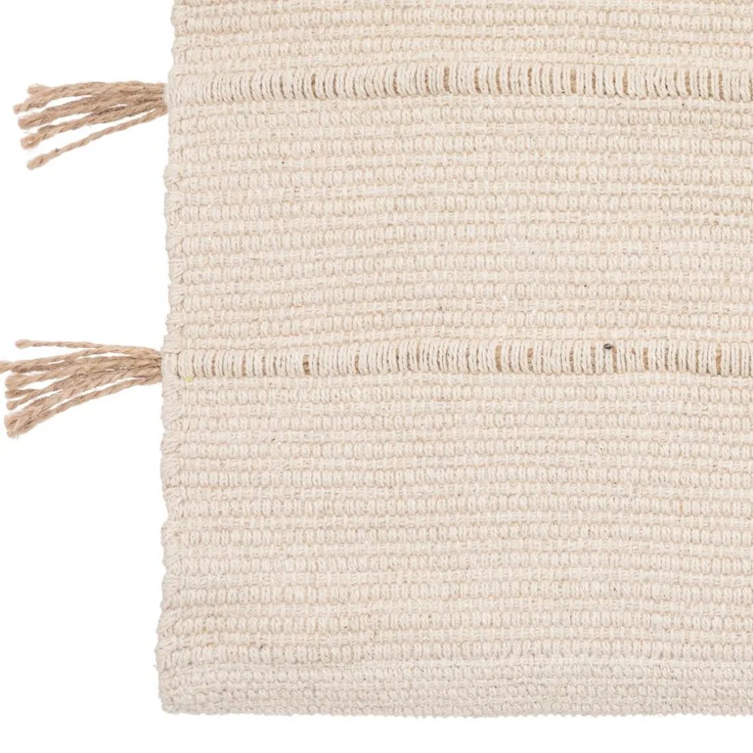 Tapis en coton avec pompon en jute