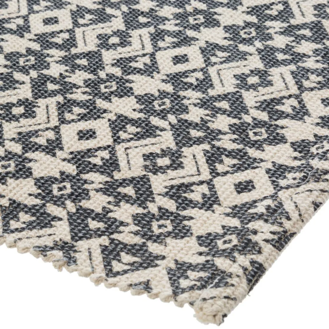Tapis en Coton Imprimé Box Gris modèle D
