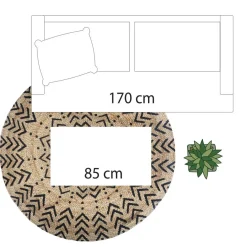 Tapis en Jute Rond Imprimé chevron Living