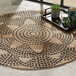 Tapis en Jute Rond Imprimé pois Living