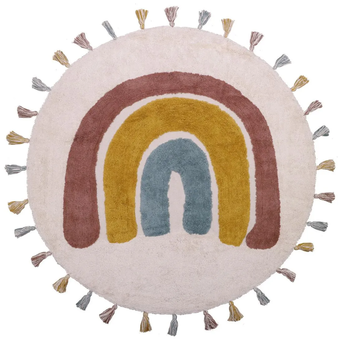 Tapis enfant arc en ciel avec pompons RAINBOW