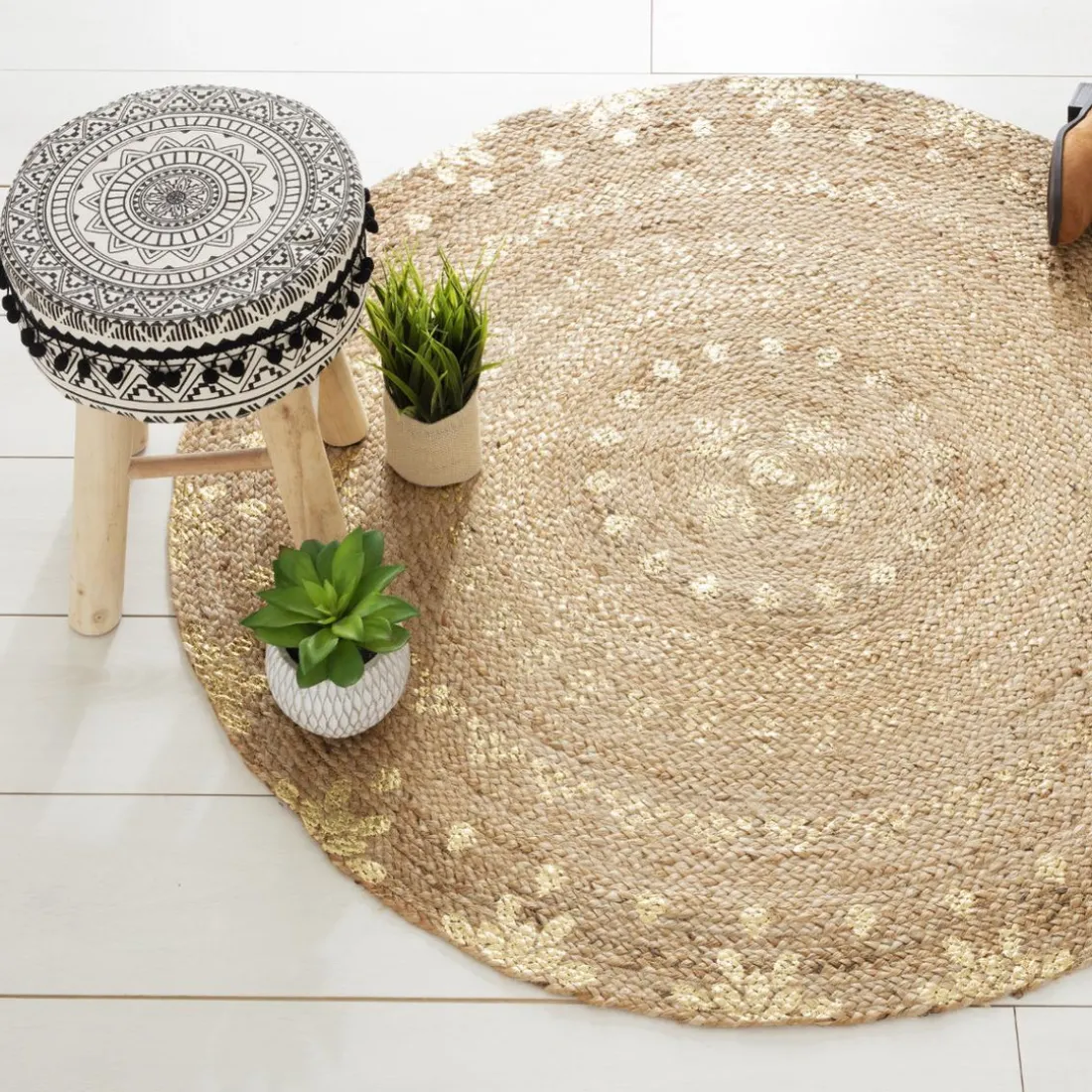 Tapis Juté Doré Brillant