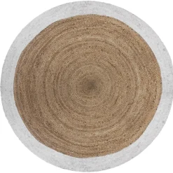 Tapis jute bord blanc D120