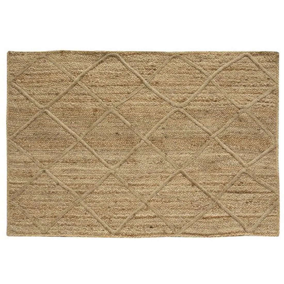 Tapis Jute Naturel 120x180cm Surpiqué Croisillons