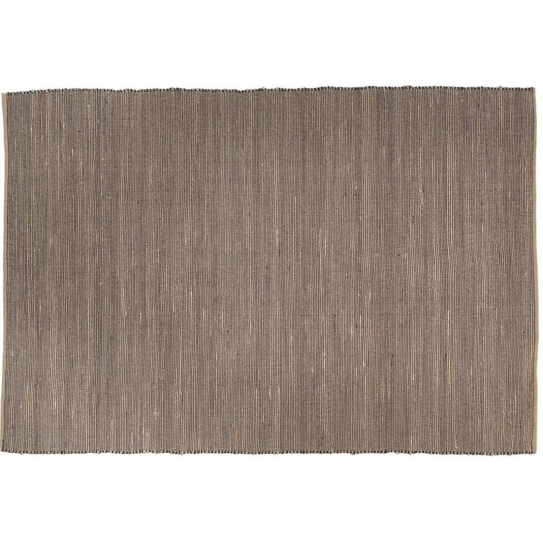 Tapis rectangulaire en jute et coton couleur sable et noir QUENTIN