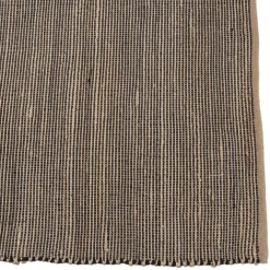 Tapis rectangulaire en jute et coton couleur sable et noir QUENTIN