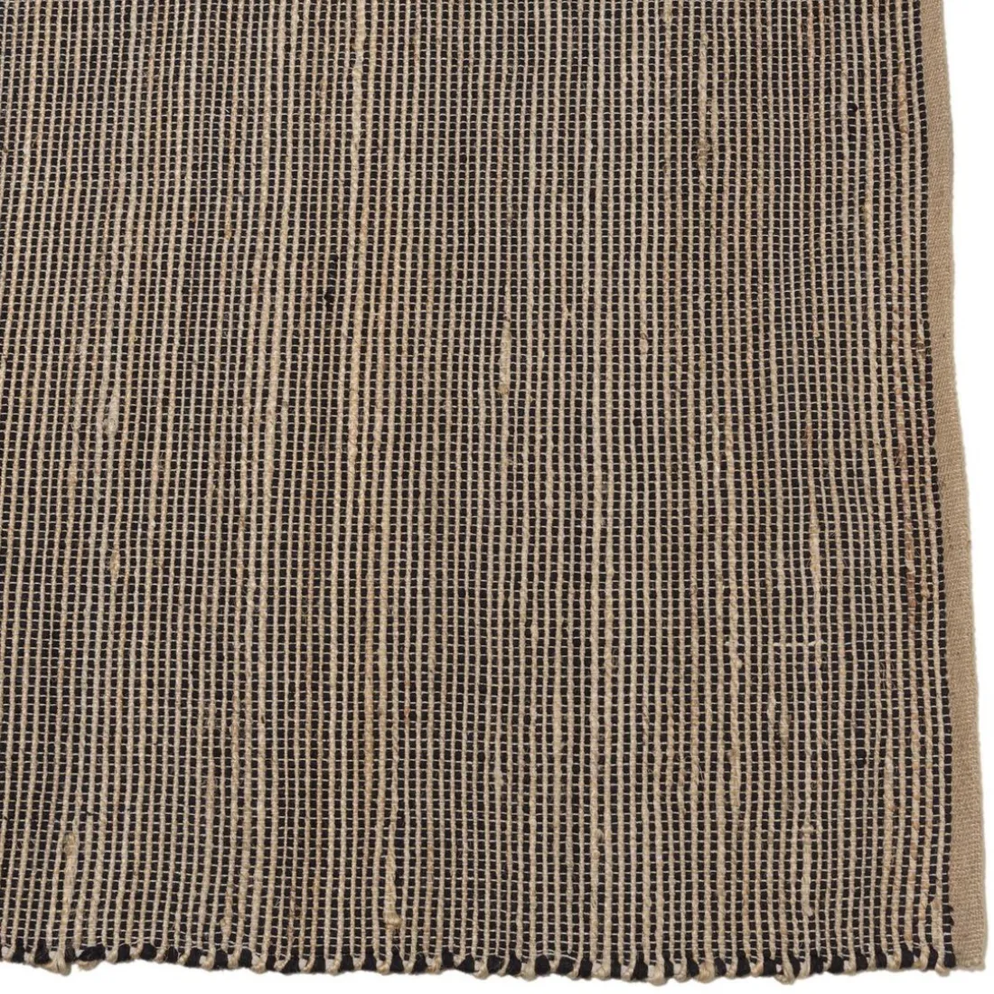 Tapis rectangulaire en jute et coton couleur sable et noir QUENTIN