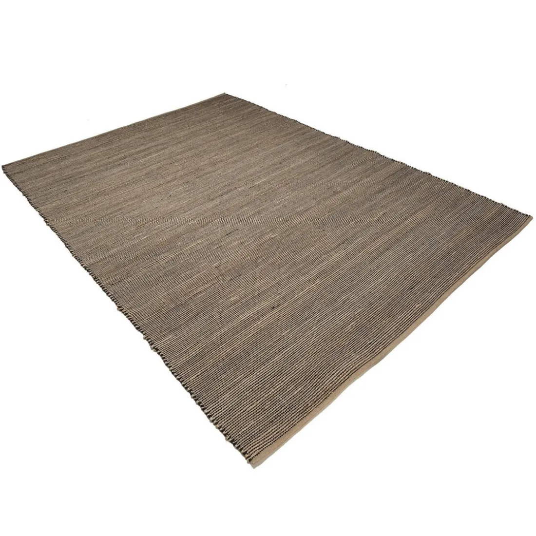 Tapis rectangulaire en jute et coton couleur sable et noir QUENTIN