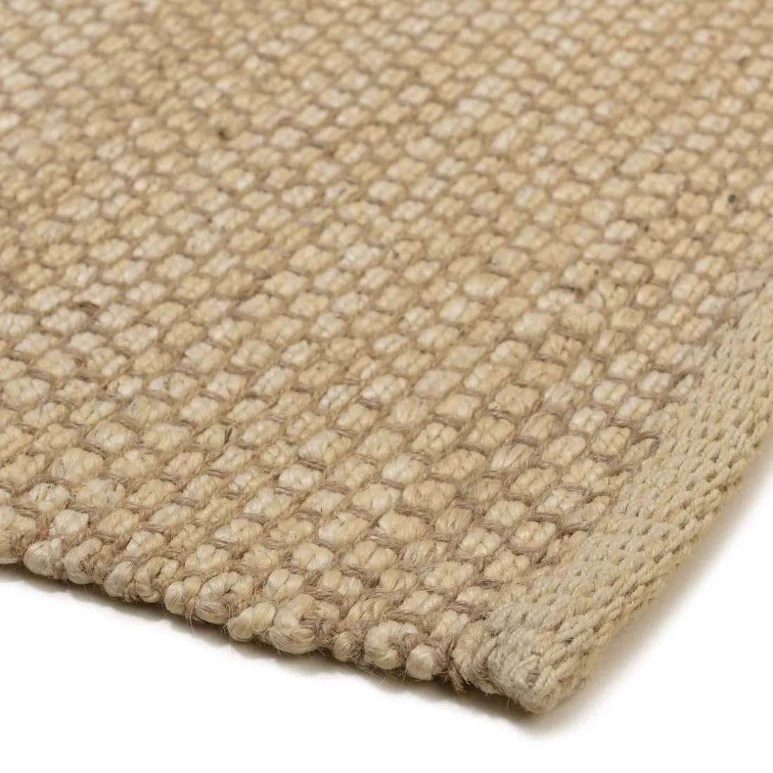 Tapis rectangulaire en jute et coton beige QUENTIN